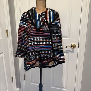 Joseph Ribkoff Multi-Color Striped Jacket Top.